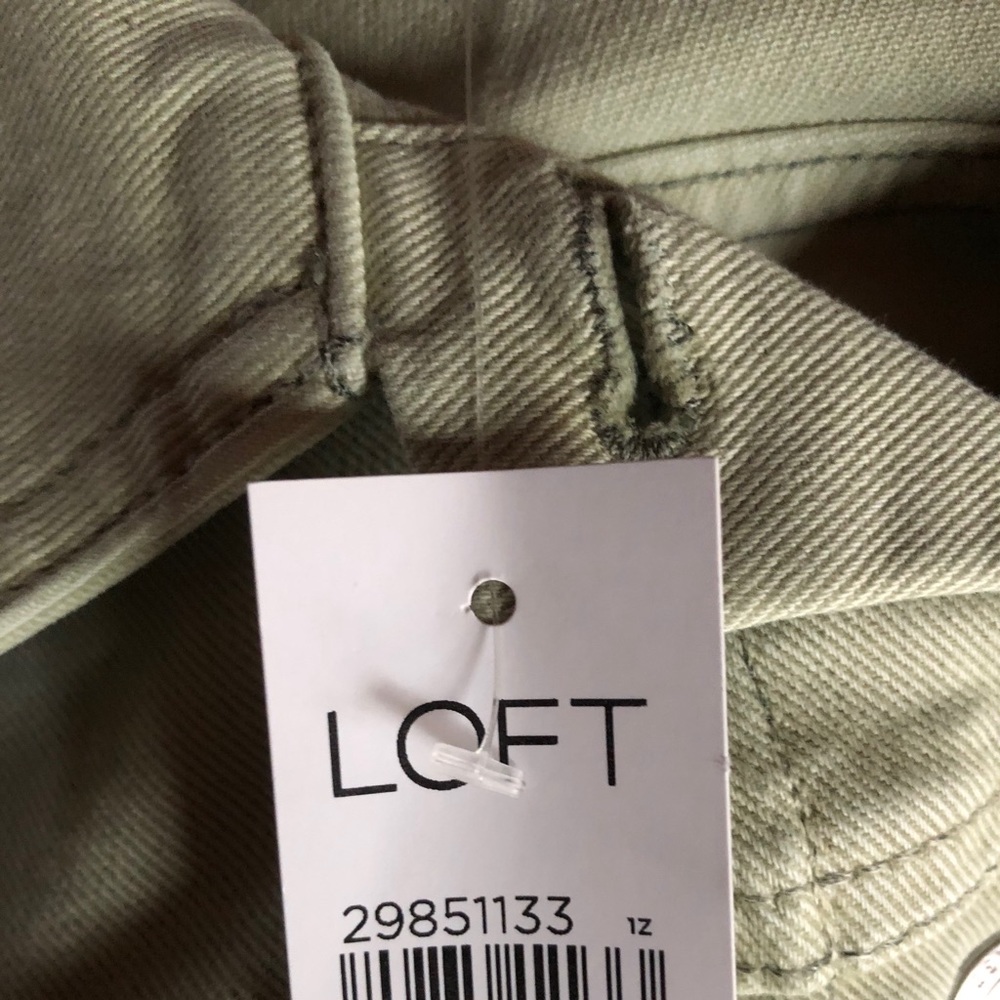 Pale olive green cropped LOFT Denim Jacket!  NWT